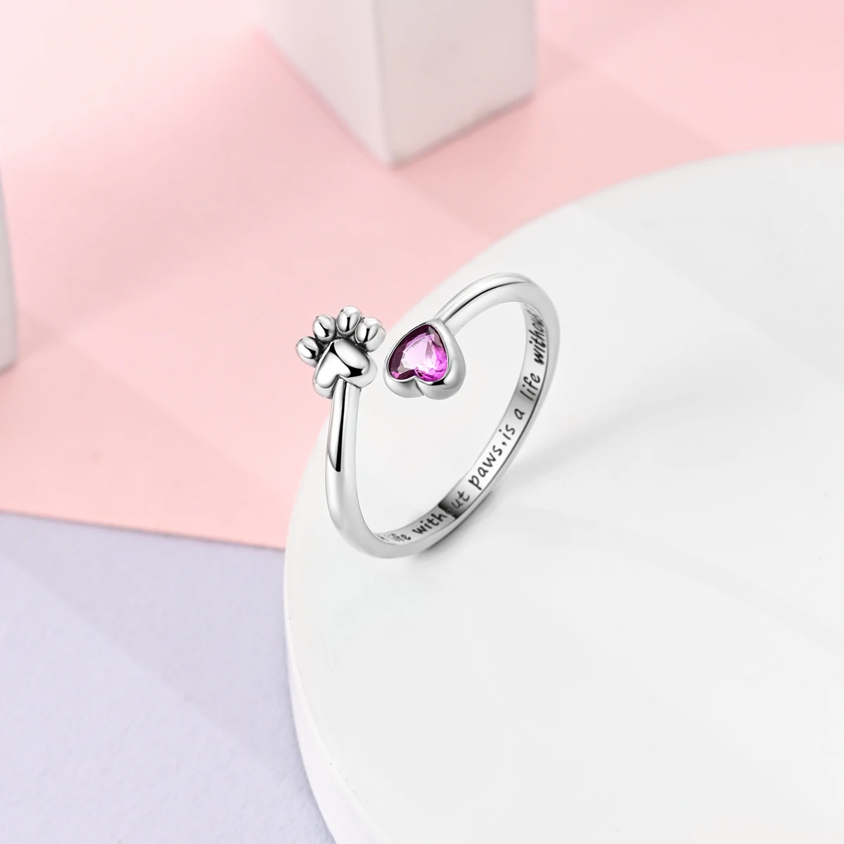 Women's 925 Sterling Silver Adjustable Iris Flower Feather Ring